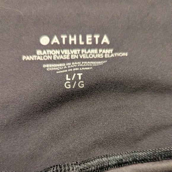 Athleta Black Elation Velvet Flare Pants Large Tall - Picture 4 of 7